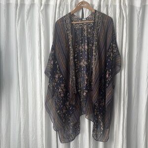 Colorful Sheer Kimono with Floral Design